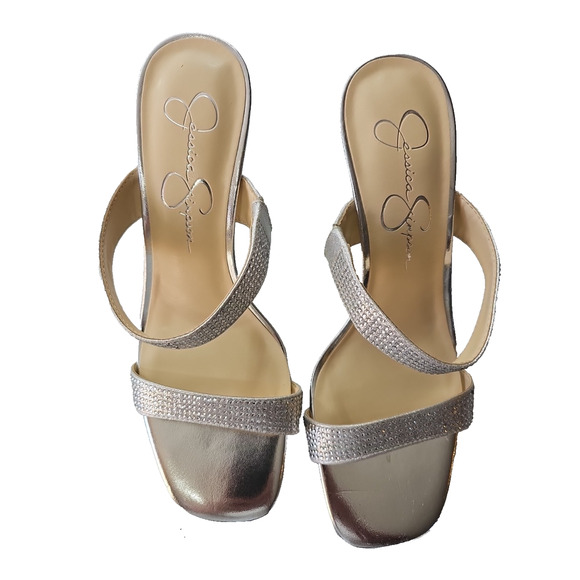 Women Sz 8 Rhinestone Formal Wedding Party Bling Prom Home Coming Strappy Heels - Picture 1 of 15